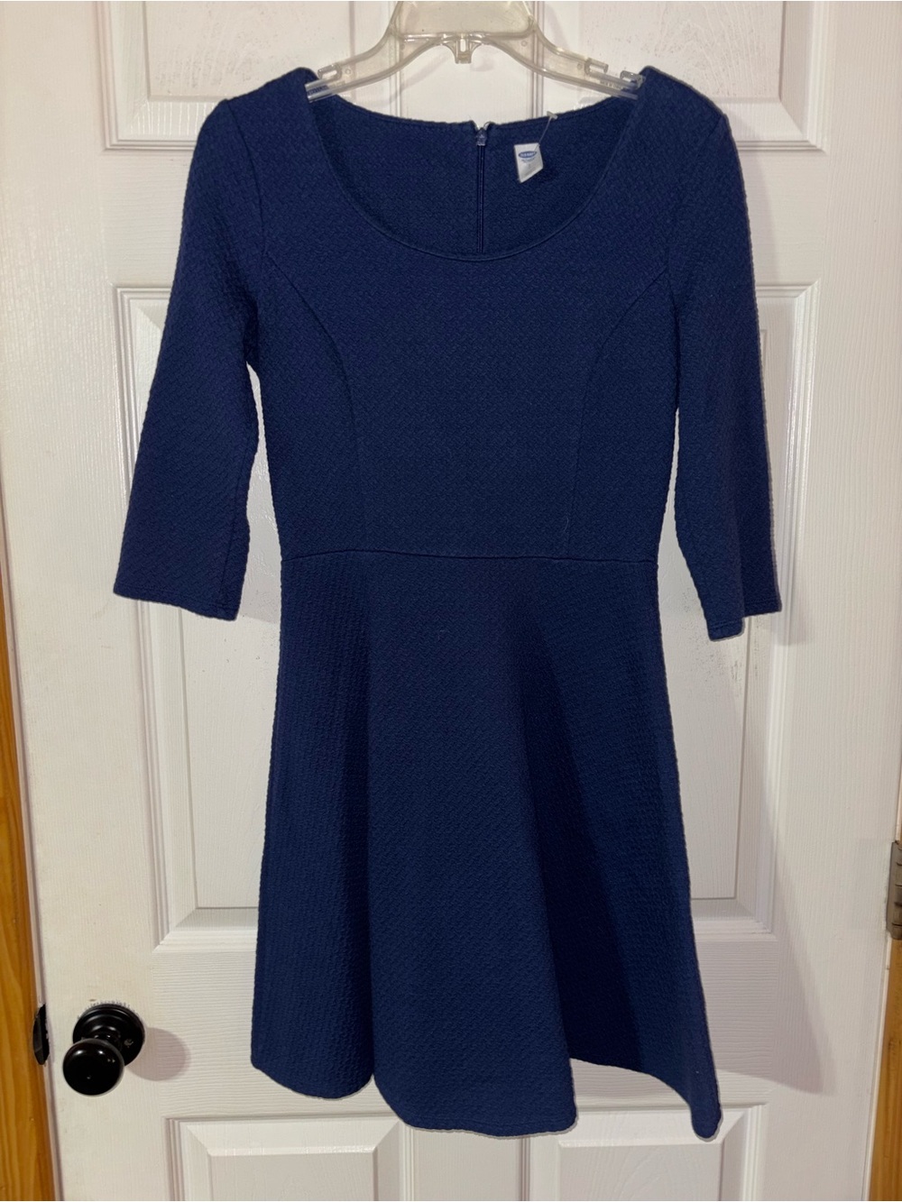 Old Navy Navy Textured Fit-and-Flare Midi Dress